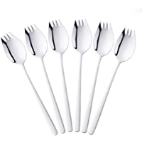 6 Piezas 2 en 1 Multifunción Spork (cuchara y tenedor)- Bisda 304 de Acero Inoxidable Plata Cuchara y Tenedor Set para…